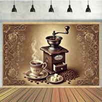 2D plane retro coffee machine party decorations suitable for outdoor celebration events polyester fiber 100x150cm