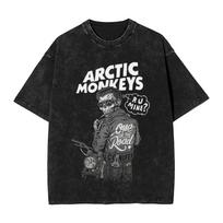 Retro Arctic Monkeys Rock Band T Shirt Hip Hop Washed  Cotton Oversize TShirts Casual Unisex Women Streetwear Print Tee Shirt S įvairiaspalvis
