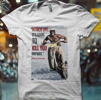 Steve'o McQueeno citatos marškinėliai Attack Life Motociklininkas Biker Retro Moto Marškinėliai XL gray