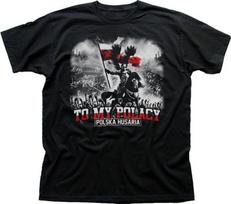 Lenkų Polska Husaria Viršus Mano Lenkai marškinėliai juodi marškinėliai t-shirt 9377 M gray