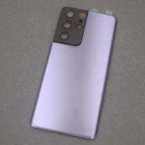 New Battery Cover For Samsung Galaxy S21 Ultra S21Ultra 5G SM-G998B/DS Back Rear Door Housing Glass Panel Camera Lens Replace violetinė