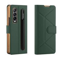 „Samsung Galaxy Z Fold 4 Case“ prabangus odinis galvanizuotas rėmas, priekinis grūdintas stiklas, atsparus smūgiams, šoninio rašiklio anga Only Case No Pen žalia
