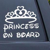 Lovely Princess on Child Window Board Baby Crown Bumper Car Sign Decal Sticker