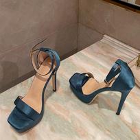 Liyke Sexy Party Nightclub Pole Dance Super High Heels Platform Sandals Women Summer Open Toe Buckle Strap Leopard Grain Shoes 40 mėlyna