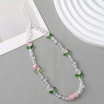 Rankų darbo karoliukų telefono grandinėlė Mielas pakabukas One Size balta
