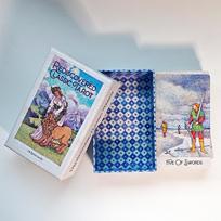 Rediscovered Classic Tarot Deck 78 Pcs Tarot Cards Drawn with Ball Pens 12*7cm Printed on 350GSM Double-embossed Cardstock mėlyna