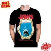 Shark Attack Horror Movie T-Shirt Classic Ocean Poster Style Graphic Tee S-5XL Unisex T-Shirt XXXXL