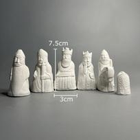 6 vnt. Gipso Šachmatai Meno Stalo Statulėlės Lewis Šachmatų Kopija Gipso Menas Figūrėlės Skulptūra Estetiškas Dekoras Kambario Ornamentas white