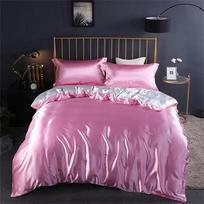 Luxury Mulberry Silk Bedding Set Queen Size Silky Duvet Cover Flat Sheet Quilt Pillowcases Soft Comfort AU Single size 4 pcs