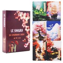 Le Sakura Lenormand kortos 9*6cm - 36 kortų kaladė su raktažodžiais - Japonijos vyšnių žiedų tema Oracle kortos rožinė