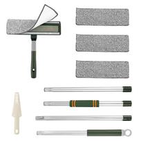 170CM Window Cleaning Tool Glass Squeegee with 4 Microfiber Pad Head Rotatable Shower Floor Cleaner Mop Household Cleaning Brush