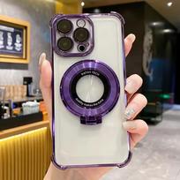 For Honor Magic 8 7 6 Lite dėklas prabangus dengtas laikiklis telefono dėklas For Honor Magic 8 7 6 5 Pro atsparus smūgiams minkštas stovas skaidrus dėklas For Magic 8 violetinė