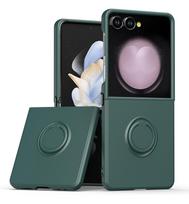 Applicable to Samsung Z FliP7 liquid folding mobile phone case Z FliP6 matte ZFliP5 bracket anti-drop protective case Z FliP7 tamsiai žalia spalva