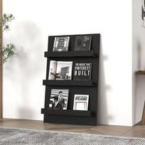 Multi-Tier Floor Bookshelf, Iron Display Rack, Wall-Leaning Storage Shelf with Easy Access Book Holder, Space-Saving for Home