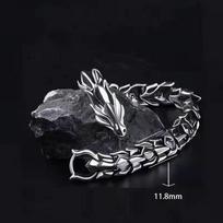 Vintage Mens Hip Hop Punk Head Dragon Lin Bracelet Retro Exaggerated Dragon Bracelet Jewelry Men's Jewelry Accessories Gifts 19cm sidabras