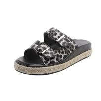 2024 Low Shoes House Slippers Platform Summer  Woman Loafers Slides Pantofle Beach 2024 Leopard leopard Rome Fabric Hoof Heels R 36
