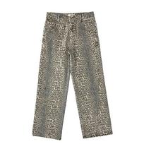 Retro Leopard High Waist Baggy Jeans Women's Casual Pockets Hip-hop Pants Spring Y2K Oversiz Panther Denim Trouser XXXL