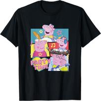 Peppa Pig Party Time Peppa & Family Musical Group Shot T-Shirt S juoda
