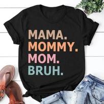 Madingi marškinėliai moterims T-shirt Motinos diena Mama Mamytė Mom Bruh Spausdinimas Trumpomis rankovėmis Laisvalaikio marškinėliai Apvalia kaklo viršutinė dalis S juoda