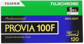 Fujifilm Atvirkštinė plėvelė Fujichrome PROVIA 100F 12 5 120 PROVIA100F EP NP12EX5 (FUJIFILMAS) Braunis, Ekspozicijos, Ritininiai,