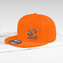 Cool Laser-Printed “67” Digital Print Hip-Hop Flat-Brim Cap – Adjustable Hip-Hop Outdoor Casual Unisex Baseball Cap oranžinė