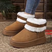 Metal Buckle Thicken Warm Fur Ankle Boots Women Winter Platform Short Plush Snow Boots Woman Comfortable Cotton Shoes 36 kupranugaris