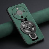 For Honor Magic 8 Lite Wireless Charging Magnetic Ring Holder Case For Honor Magic 8Lite Soft Frame PU Leather Shockproof Cover HONOR Magic8 Lite žalia