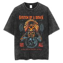 Ribotas System of A Down skalbinių vintažinis marškinėlis vyrams moterims, laisvalaikio medvilninis retro trumpomis rankovėmis, vyriškas roko grupės marškinėlis, gatvės stiliaus S įvairiaspalvis