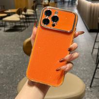 3-in-1 solid color glitter is suitable for Apple 17ptromax seconds to become larger Windows phone case iPhone16 hard case iPhone17 oranžinė