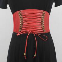 Waist Trainer Women Gothic Underbust Bustiers Lace Up Tummy Slimming Belly Belt Corset  Sexy Tops Belts Leather Corset 65-85 waist raudona