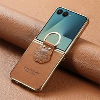 Blizgus žiedas Laikiklis Madingas Odinis dėklas Samsung Galaxy Z Flip 8 Flip8 5G Flip 7 6 5 4 Flip6 Flip7 FE Flip5 Flip4 Dangtelis Capa Galaxy Z Flip 8 ruda