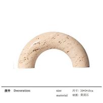 Wabi-Sabi Decor Travertine Abstract Geometric Tabletop Sculpture Modern Minimalist Art Statue Living Room Desktop Centerpiece