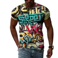 Summer Fashion Hip Hop Personality Graffiti Men T-shirt Harajuku Casual 3D Printing Short Sleeve O-neck Oversize Tees Tops 6XL gray