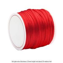 Rankų darbo raudonos pintos virvės apyrankė su nefrito kinišku mazgu Bright Red