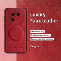 For OPPO Find X6 X6 Pro PU Leather Magnetic Ring Soft Edge Anti-Drop Anti-Fingerprint Phone Case For OPPO Find X6 raudona