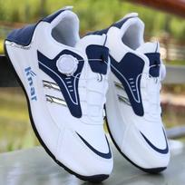 Mans New Breathable Sports Running Shoes Four Seasion Versatile Comforts Casual Shoes Fashion Rotating-button Platform Sneakers 39 balta