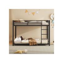 Bunk bed - MUVOE - 90x200 cm - Black Metal - 2 places - Easy assembly juoda