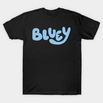 Men Black Print T-shirt Bluey Cartoon No-Cut Transfer Paper Print Cotton Tshirt S juoda