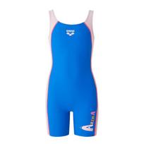 Arena Girls' One-Piece Flat-Leg Swimsuit 130 (H 125-135cm, W 20-30kg) mėlyna-pilka spalva