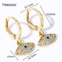 Fashion Crystal Evil Eye Charm Drop Earrings for Women Gold Plated Brass Greek Eye Dangle Hoop Earrings Birthday Jewelry Gift 1 pair