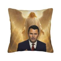 Charlie Kirk Watches Pillow Case Comfy Pillow Cover For Living Room Bed Chair Retro Trendy Cushion Cover Peach skin 18*18(CM)-1Pcs