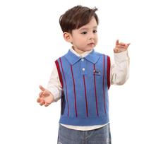 LUSON Baby Boys' Rainbow Stripe Sweater Vest Set 110