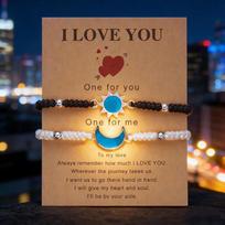 2026 New Couple Night Light Moon Sun Bracelet Set for Women Fashion Hand Woven Beaded Chain Couple Gift Jewelry Accessories
