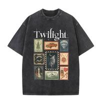Washed Vintage Movie Twilight Book Lover Vampire Edward Cullen Merch T-shirt Wolf Jacob Black T Shirt Robert Pattinson T-shirts S įvairiaspalvis
