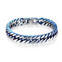 Nerūdijančio plieno mėlyna Kubos grandinėlės apyrankė Madinga Hip Hop Kubos apyrankė Papuošalai vyrams 22 CM&Cuban Bracelet mėlyna