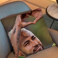 Brazil National Team Neymar Jr Pillow Case Cover Nap Time Sofa Living Home Room Bedroom Backrest Cushion Square Cojines Peach skin 18*18(CM)-1Pcs