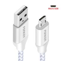 FONKEN mikro USB laidas greitas įkroviklis mini USB telefono kabelis 2128AWG QC3.0 2.4A įkrovimo duomenų laidas 2M balta