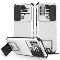 Patvarus šarvuotas smūgiams atsparus stovas laikiklis telefono dėklas skirtas Motorola Moto G10 G20 G30 G50 5G G22 G42 G52 G82 E20 E32 Galinis dangtelis For Moto G10 balta