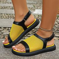 Kombinuotos Sandalos Vasaros Nauji Storu Padu Velcro Atsitiktiniai Moteriški Šlepetės Didelio Dydžio Paplūdimio Sandalai 36 geltona