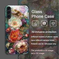 Elegant Floral Vintage Flower Pattern Tempered Glass Phone Case for Samsung Galaxy S25 Ultra S24 S23 Plus S22+ S21 S20 FE Cover Galaxy S22 5G